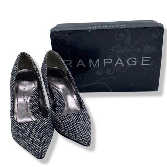 Like New - Rampage Maria 5 Stilettos Pumps Black White Tweed Fabric - Size 9 - Picture 3 of 9